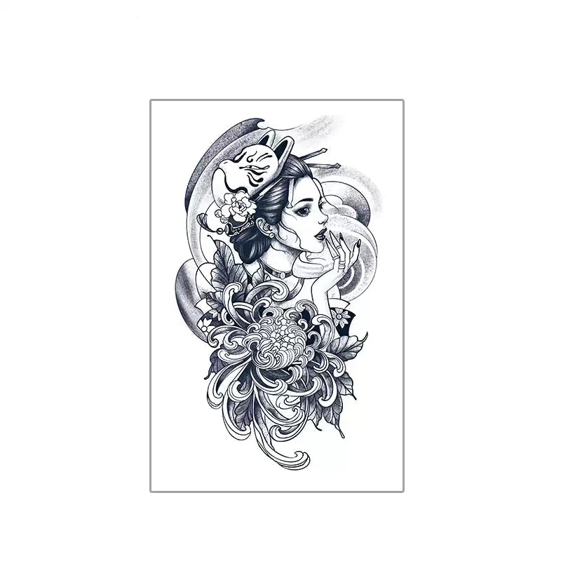 Geisha Hannya Temp Tattoo