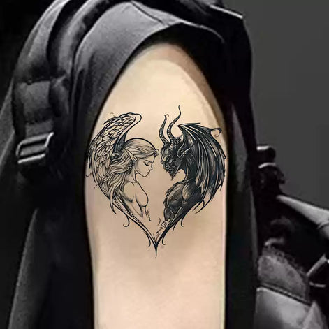 Angel & Demon Heart Temp Tattoo