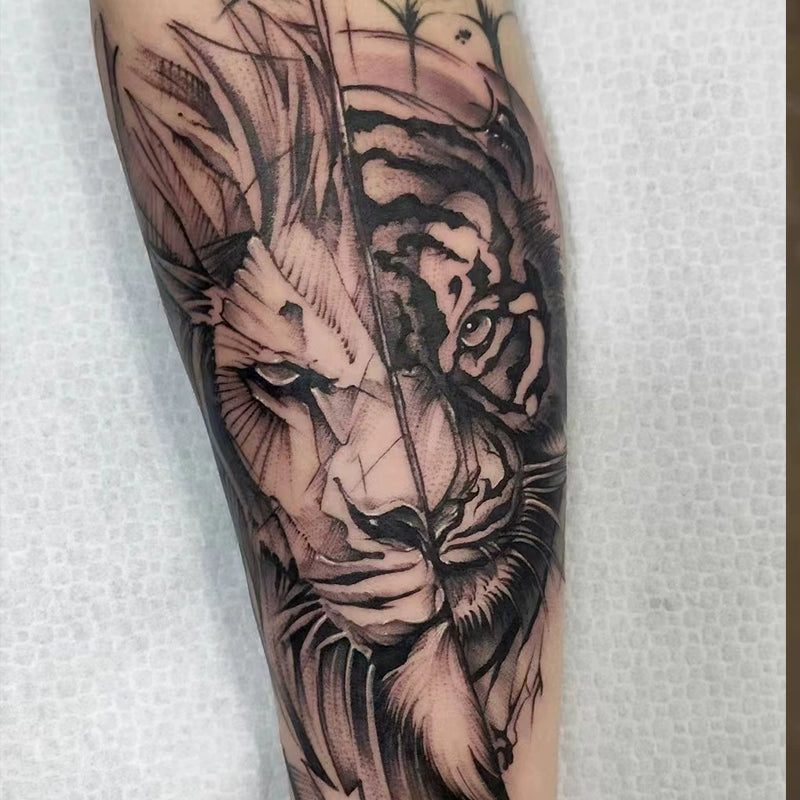 Lion & Tiger Totem Temp Tattoo