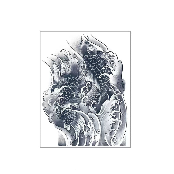 Koi Wave Sleeve Temp Tattoo