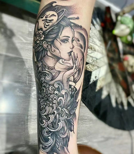 Geisha Hannya Temp Tattoo