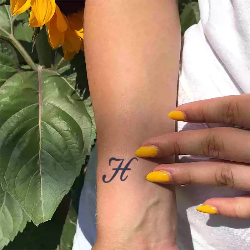 Initial H Monogram — Minimalist Temporary Tattoo
