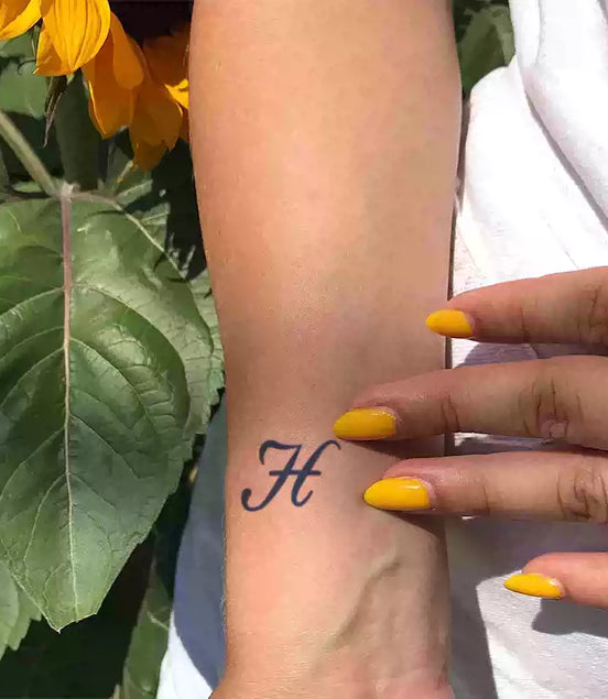 Initial H Monogram — Minimalist Temporary Tattoo