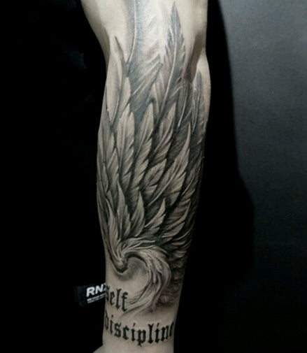 Self-Discipline Wing Temp Tattoo