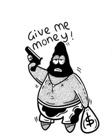 Cartoon Bandit Parody — “Give Me Money” Temporary Tattoo