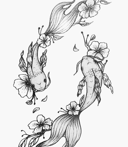 Blossom Koi Circle — Temporary Tattoo