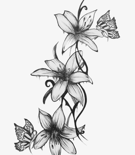 Lily & Butterfly Cascade — Temporary Tattoo